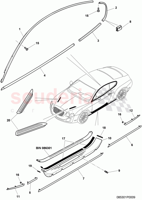 Part Diagram for Bentley 3W8853413