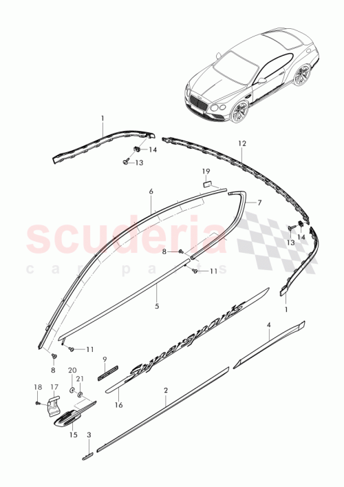 Part Diagram for Bentley 3W3853750L