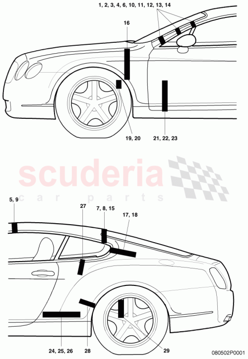 Part Diagram for Bentley 3W8 864 635 H