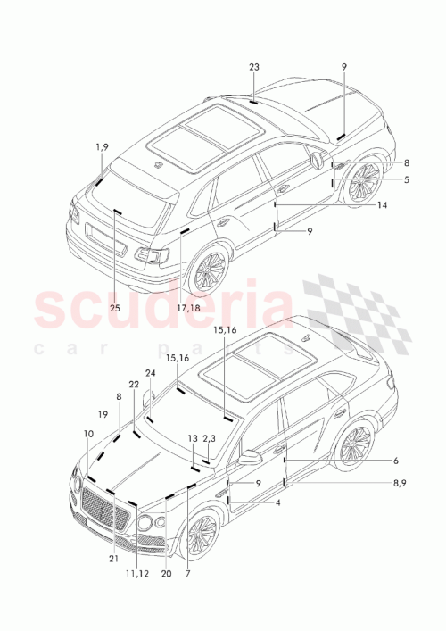 Part Diagram for Bentley 4M0 000 302 A