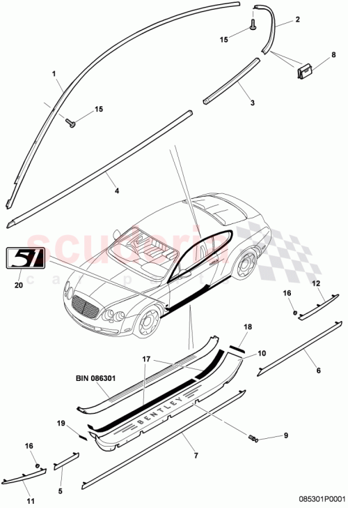 Part Diagram for Bentley 3W8853510D