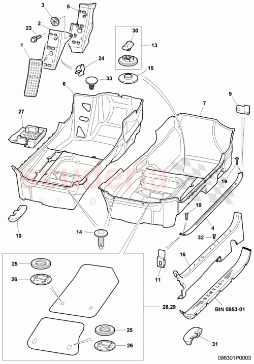 Part Diagram for Bentley 3W2 863 703 L