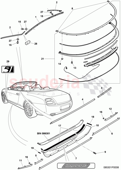 Part Diagram for Bentley 3W7853537C