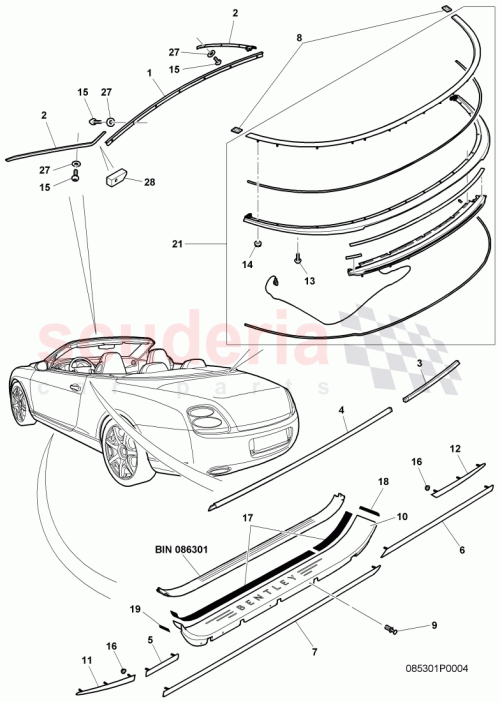 Part Diagram for Bentley 3W7 853 509 G