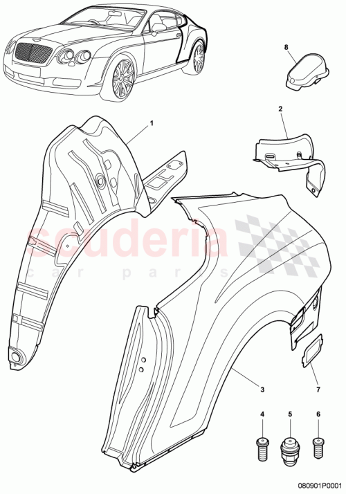 Part Diagram for Bentley 3W8809604G
