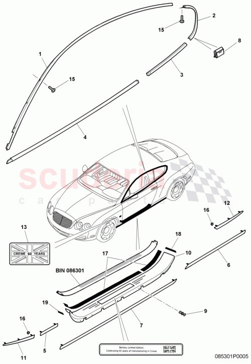 Part Diagram for Bentley 3W8 853 537 Q