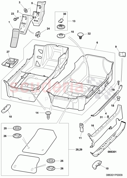 Part Diagram for Bentley 3W2863691N