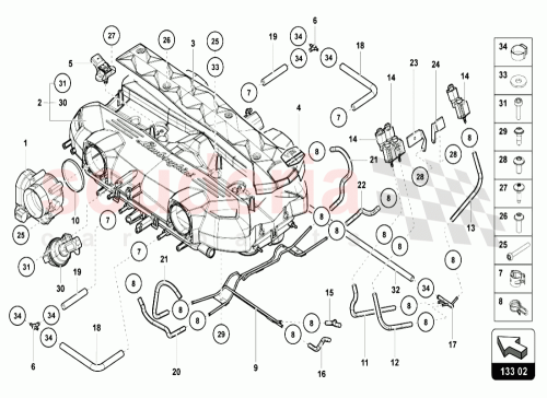 Part Diagram for Lamborghini 07M133605B